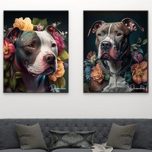 Pitbull Art- Gift for Pitbull Lovers 11x14 Print Set 2